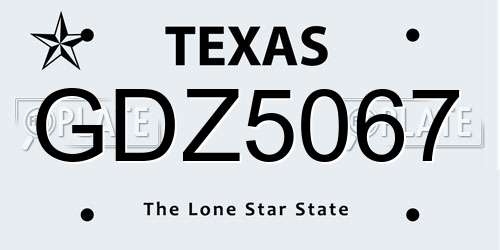 GDZ5067 Texas License Plate