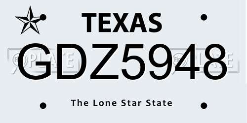 GDZ5948 Texas License Plate