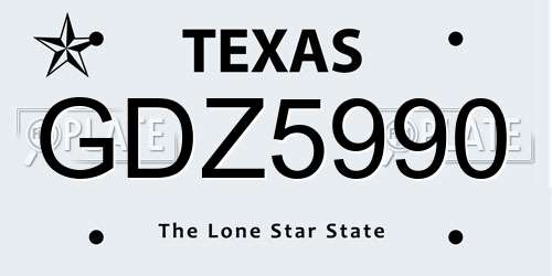 GDZ5990 Texas License Plate