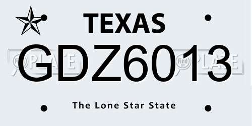 GDZ6013 Texas License Plate