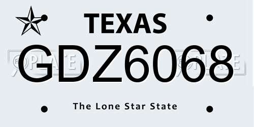 GDZ6068 Texas License Plate
