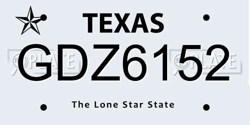 GDZ6152 Texas License Plate