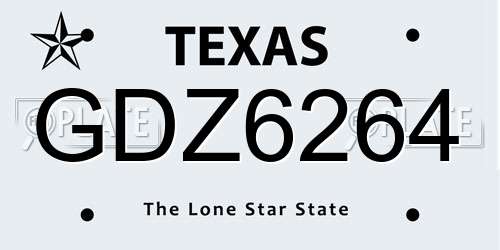 GDZ6264 Texas License Plate