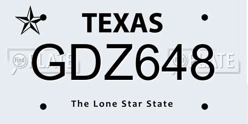 GDZ648 Texas License Plate