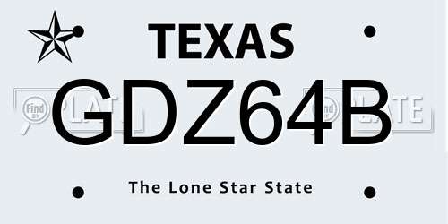 GDZ64B Texas License Plate