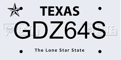 GDZ64S Texas License Plate