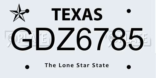 GDZ6785 Texas License Plate