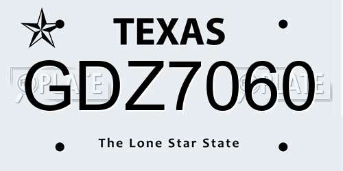 GDZ7060 Texas License Plate