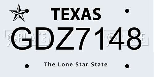 GDZ7148 Texas License Plate