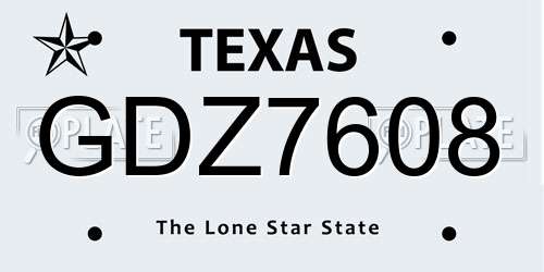 GDZ7608 Texas License Plate