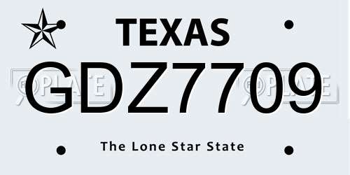 GDZ7709 Texas License Plate