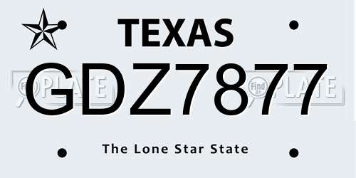 GDZ7877 Texas License Plate