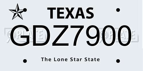 GDZ7900 Texas License Plate