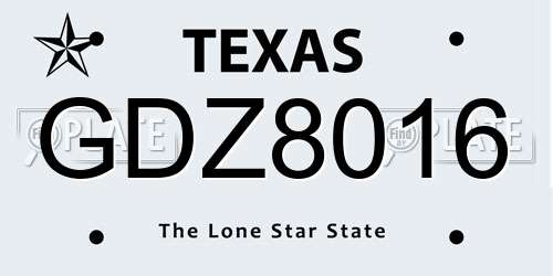 GDZ8016 Texas License Plate