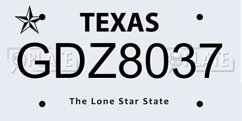 GDZ8037 Texas License Plate