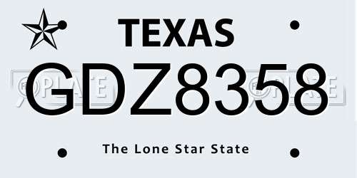 GDZ8358 Texas License Plate