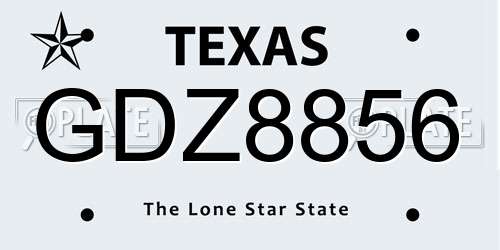 GDZ8856 Texas License Plate
