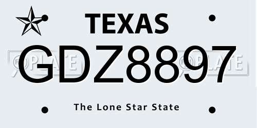 GDZ8897 Texas License Plate