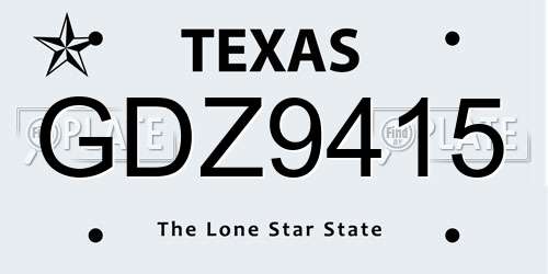 GDZ9415 Texas License Plate