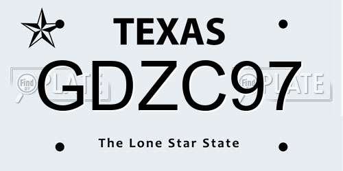 GDZC97 Texas License Plate