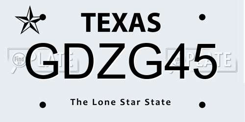 GDZG45 Texas License Plate