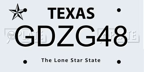 GDZG48 Texas License Plate
