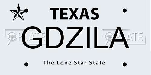 GDZILA Texas License Plate