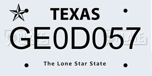 GE0D057 Texas License Plate