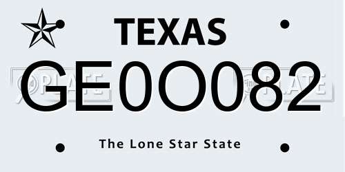 GE0O082 Texas License Plate