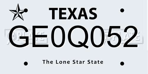 GE0Q052 Texas License Plate