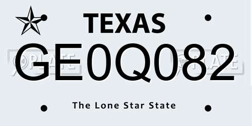 GE0Q082 Texas License Plate