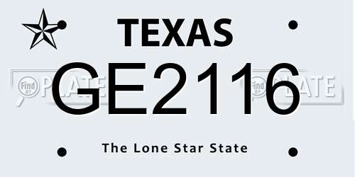 GE2116 Texas License Plate