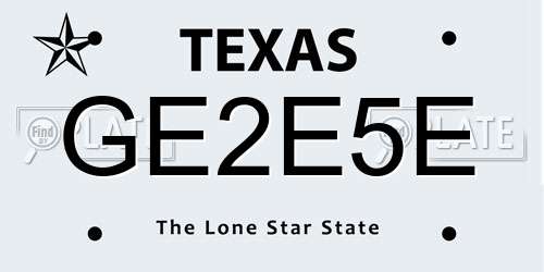 GE2E5E Texas License Plate