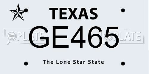 GE465 Texas License Plate