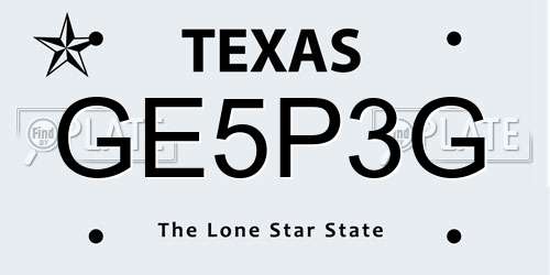 GE5P3G Texas License Plate