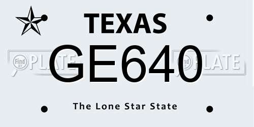 GE640 Texas License Plate