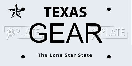 GEAR license plate in TX state