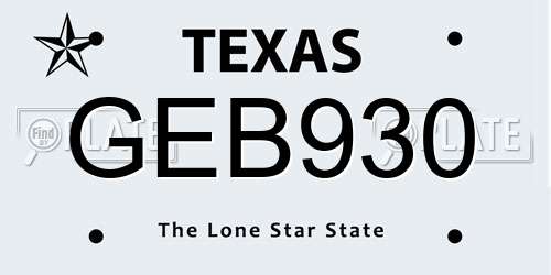 GEB930 Texas License Plate