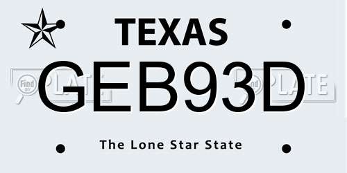 GEB93D Texas License Plate