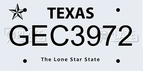 GEC3972 Texas License Plate