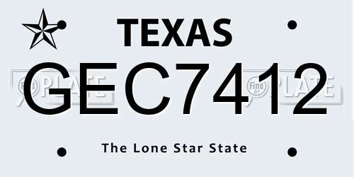 GEC7412 Texas License Plate