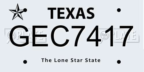 GEC7417 Texas License Plate