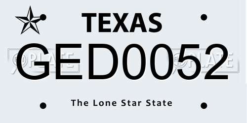 GED0052 Texas License Plate