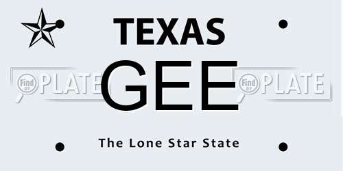 GEE Texas License Plate