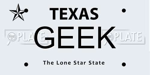 GEEK Texas License Plate