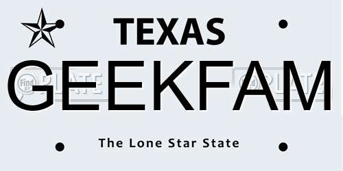 GEEKFAM Texas License Plate