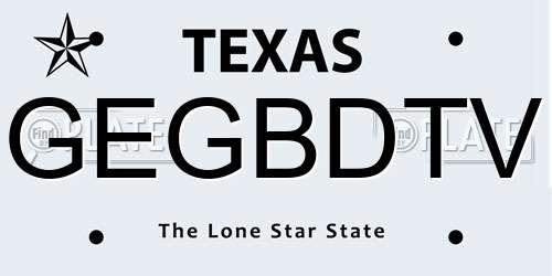 GEGBDTV Texas License Plate