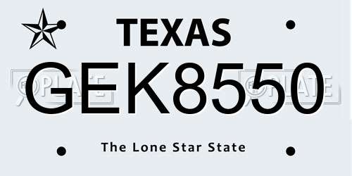 GEK8550 Texas License Plate
