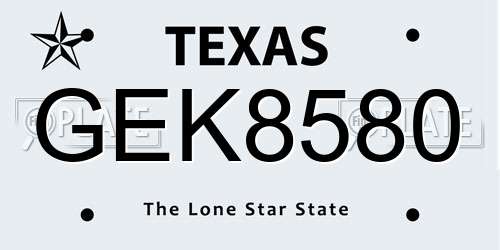 GEK8580 Texas License Plate