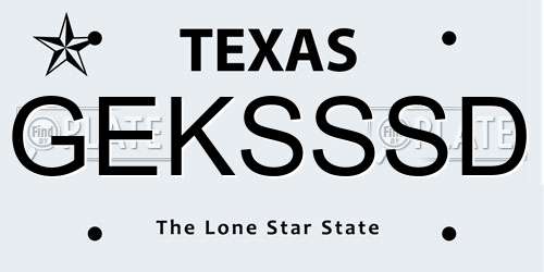 GEKSSSD Texas License Plate